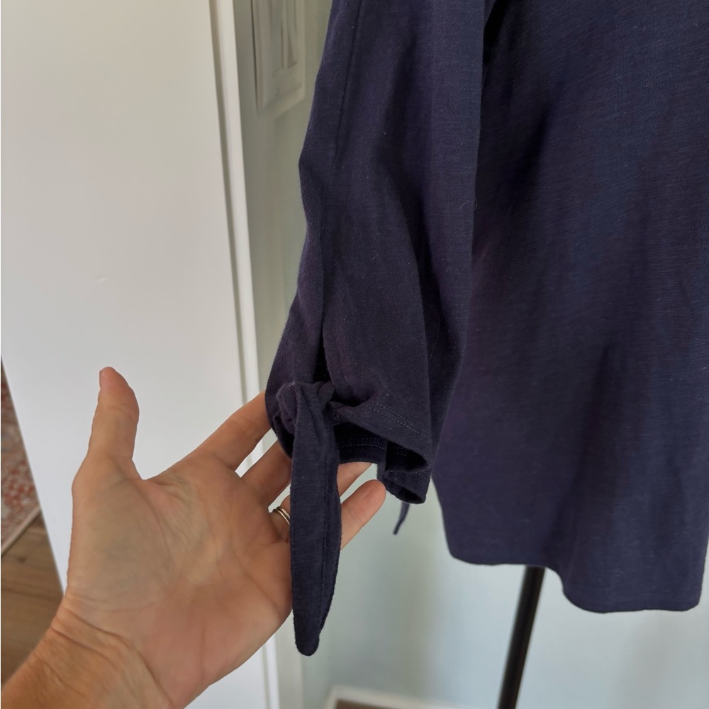 Eileen Fisher small Blue Relaxed Long Tie Sleeve Top - Picture 5 of 7